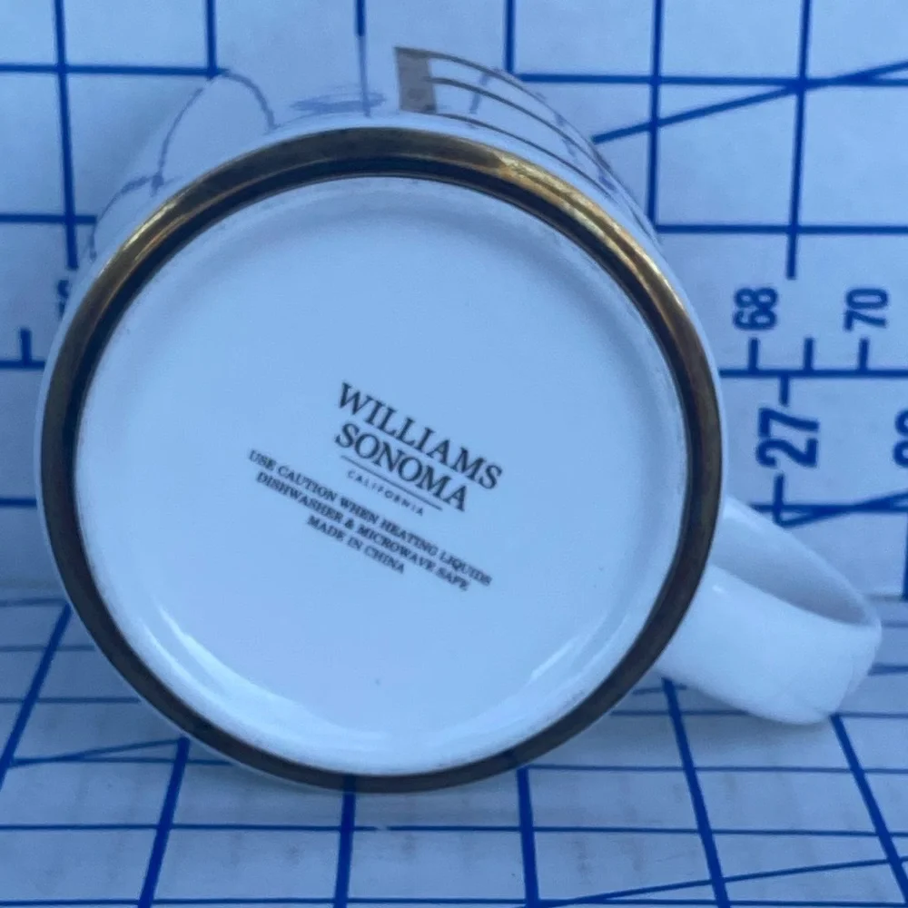 Williams Sonoma “B” Monogram Mug White/Gold